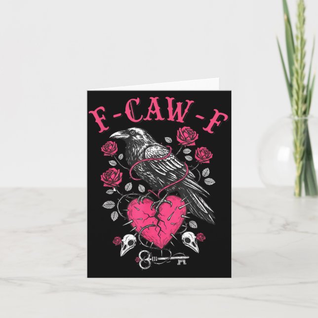 Funny Crow F-caw-f Valentines Day Black Bird Fcawf Kort (Framsida)