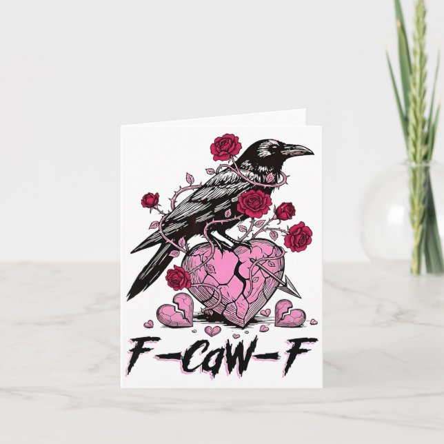 Funny Crow F-caw-f Valentines Day Black Bird Fcawf Kort (Framsida)
