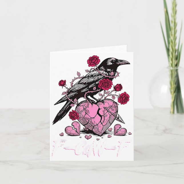 Funny Crow F-caw-f Valentines Day Black Bird Fcawf Kort (Framsida)