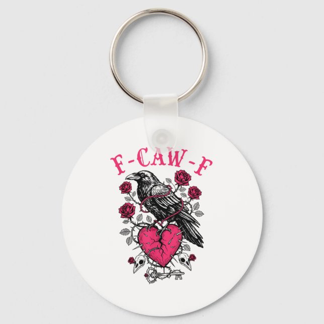 Funny Crow F-caw-f Valentines Day Black Bird Fcawf Nyckelring (Framsida)