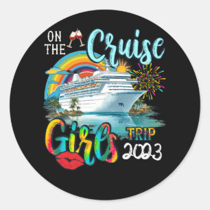 Funny Cruise Girls Resa 2023 Women Cruising Boat T Runt Klistermärke