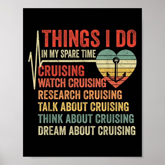 Funny Cruise Heartbeat Things I Do In My Spare Tim Poster (Framsidan)