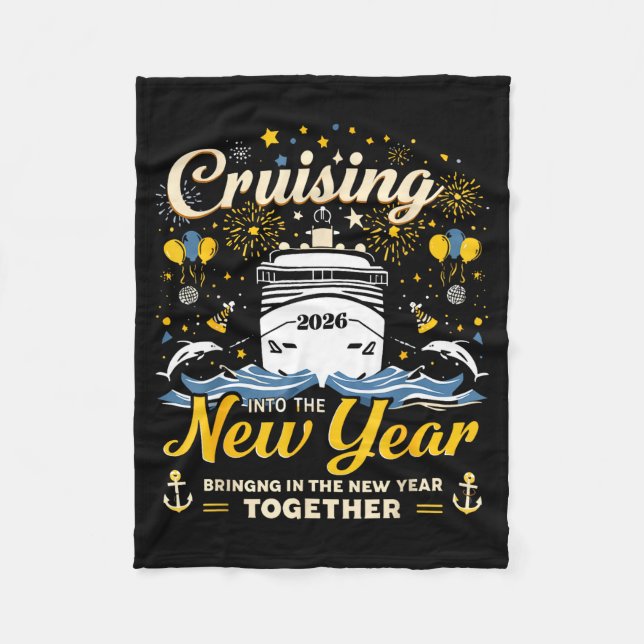 Funny Cruising Into 2026 New Year Matching Family  Fleecefilt (Framsidan)