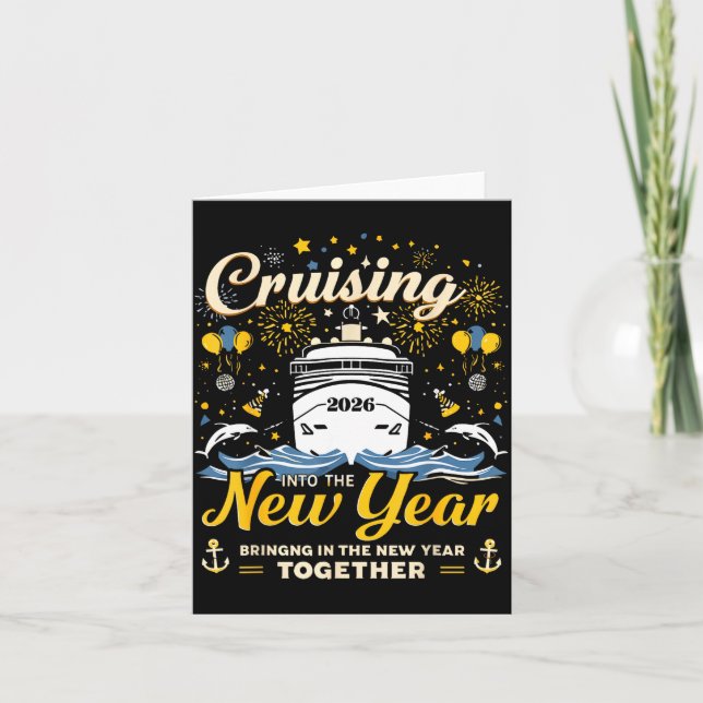 Funny Cruising Into 2026 New Year Matching Family  Kort (Framsida)