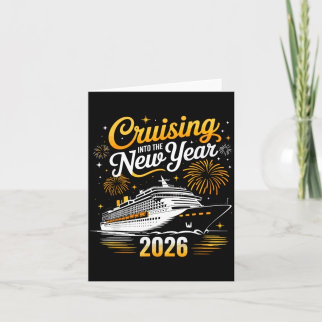 Funny Cruising Into 2026 New Year Matching Family  Kort (Framsida)