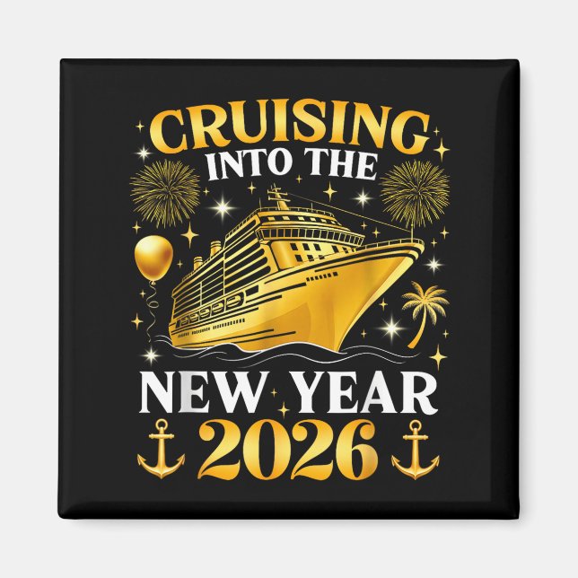 Funny Cruising Into 2026 New Year Matching Family  Magnet (Framsidan)