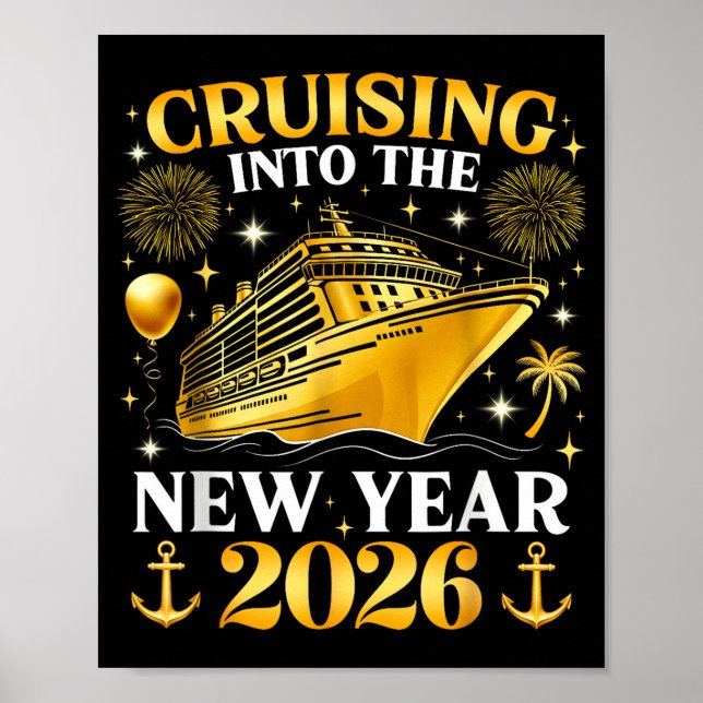 Funny Cruising Into 2026 New Year Matching Family  Poster (Framsidan)