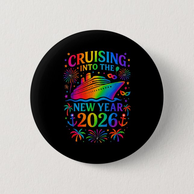 Funny Cruising Into 2026 New Year Ship Vacation Fa Knapp (Framsida)