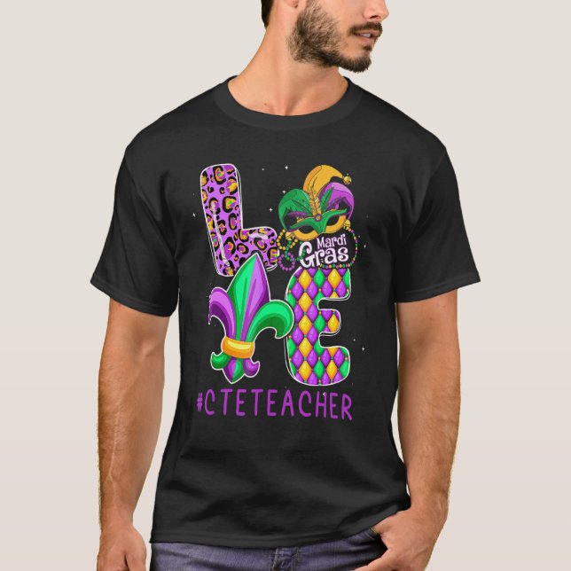 Funny Cte Teacher Mardi Gras Family Matching Outfi T Shirt (Framsida)