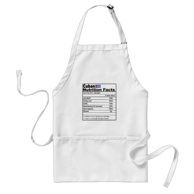 Funny Cuban Nutrition Fact Apron Förkläde (Framsidan)