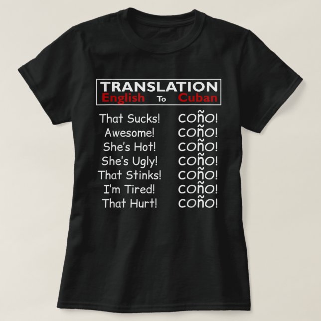 Funny Cuban Spain Cono Bilingual Slang T Shirt (Design framsida)