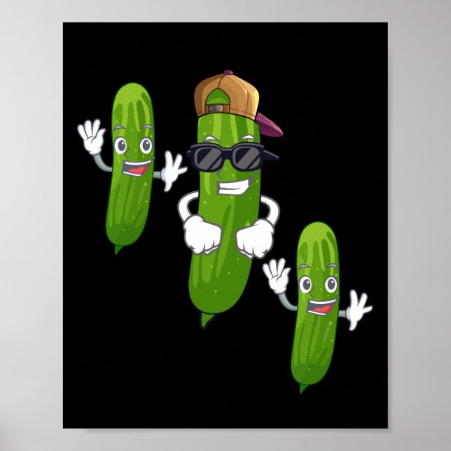 Funny Cucumber Pickle Dancing Food Poster (Framsidan)