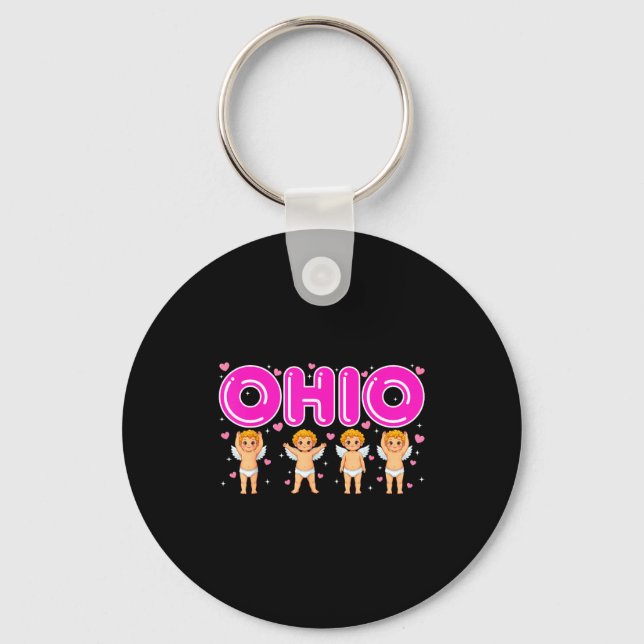 Funny Cud Ohio Midwestern Party O-h-i-o In Valenti Nyckelring (Framsida)