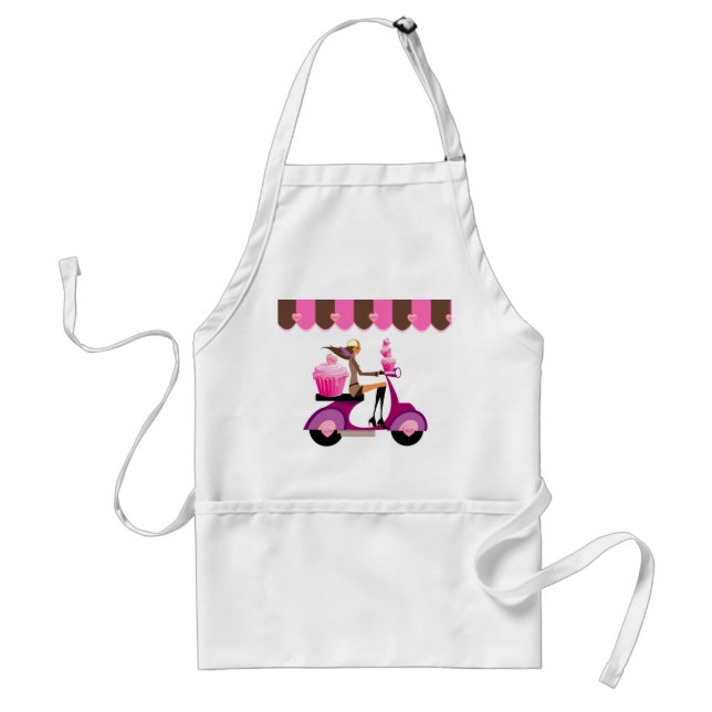 Funny Cuptårta Scooter Girl Bakery Apron Förkläde (Framsidan)
