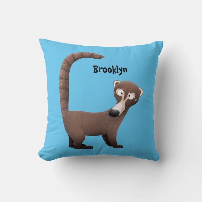 Funny curious coatimundi cartoon illustration kudde (Framsida)