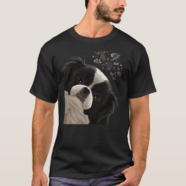 Funny Curious Dog Japanese Chin T Shirt (Framsida)