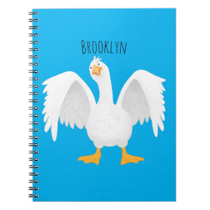 Funny curious domestic goose cartoon illustration anteckningsbok