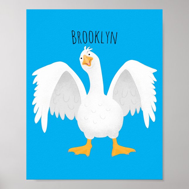 Funny curious domestic goose cartoon illustration poster (Framsidan)