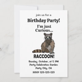 Funny Curious Raccoon Birthday Party Inbjudningar
