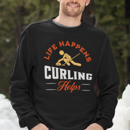 Funny Curling För manar eller Women Lång Ärmad Tröja
