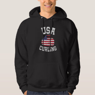 Funny Curling För manar Women Curling Players USA Hoodie