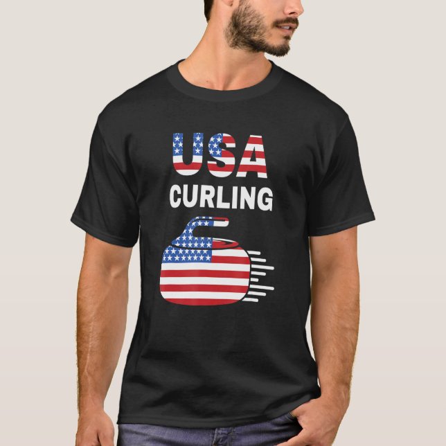 Funny Curling För manar Women Curling Players USA  T Shirt (Framsida)