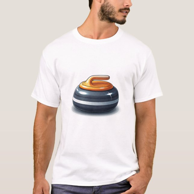 Funny Curling Stone Sport T Shirt (Framsida)