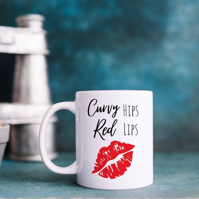 Funny Curvy Hips Red Läppar Kaffemugg (Skapare uppladdad)