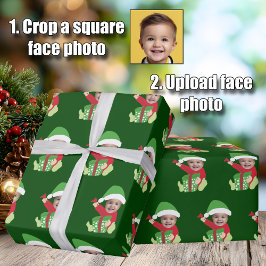 Funny Custom Kids Face Elf Christmas Presentpapper