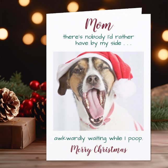 Funny Custom Pet Photo Dog Mom Merry Christmas Helgkort (Skapare uppladdad)
