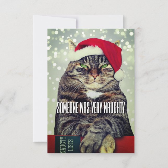 Funny cute angry cat Christmas card Tack Kort (Framsida)
