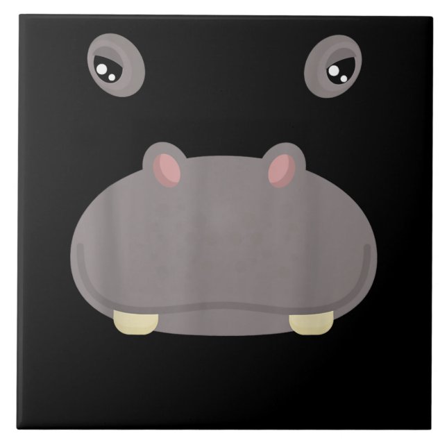 Funny Cute Animal Ansikte Hippo Costume Halloween Kakelplatta (Framsidan)