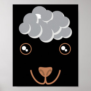 Funny Cute Animal Ansikte Sheep Costume Halloween Poster