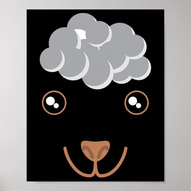 Funny Cute Animal Ansikte Sheep Costume Halloween  Poster (Framsidan)