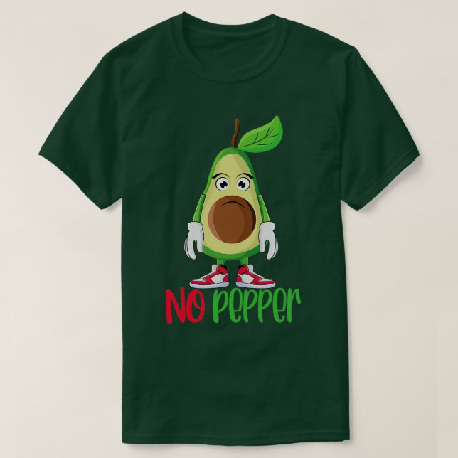 Funny Cute Avocado Guacamole No Pepper T Shirt (Design framsida)