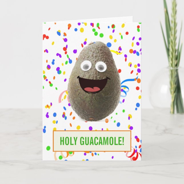 Funny Cute Avocado Heliga Guacamole Birthday Kort (Framsida)