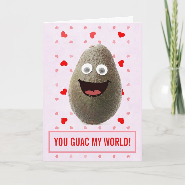 Funny Cute Avocado Valentines day Kort (Framsida)