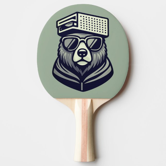 Funny Cute Bear With A Cheese Graters Hat  Pingisracket (Framsidan)