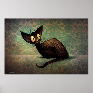 Funny Cute Black Oriental Cat Poster