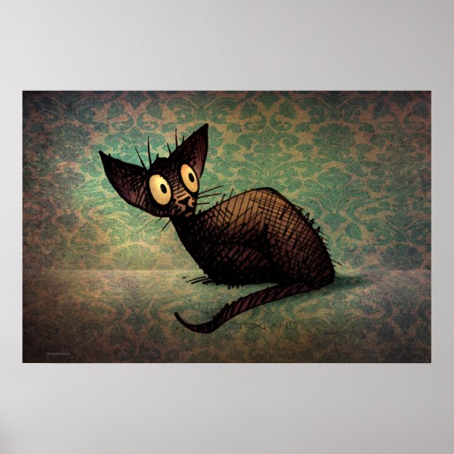 Funny Cute Black Oriental Cat Poster (Framsidan)