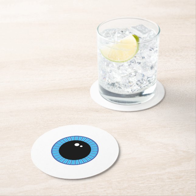 Funny Cute Blue Eyeball Underlägg Papper Rund (Insitu)