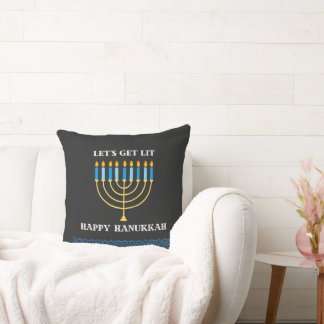 Funny Cute Blue Hanukkah Menorah Design Kudde