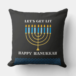Funny Cute Blue Hanukkah Menorah Design Kudde