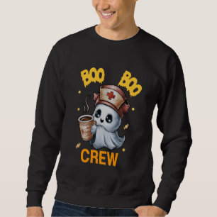 Funny Cute Boo Crew Nurse Life Coffee Hallowee Lång Ärmad Tröja