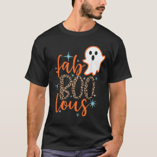 Funny Cute Boo Ghost Halloween Fab-Boo Lous Leopar T Shirt