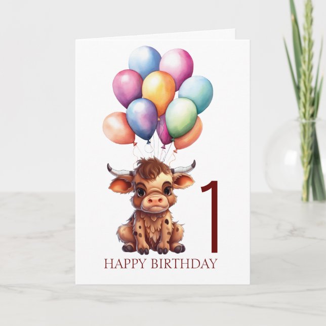 Funny Cute Brown Cow Kort (Framsida)