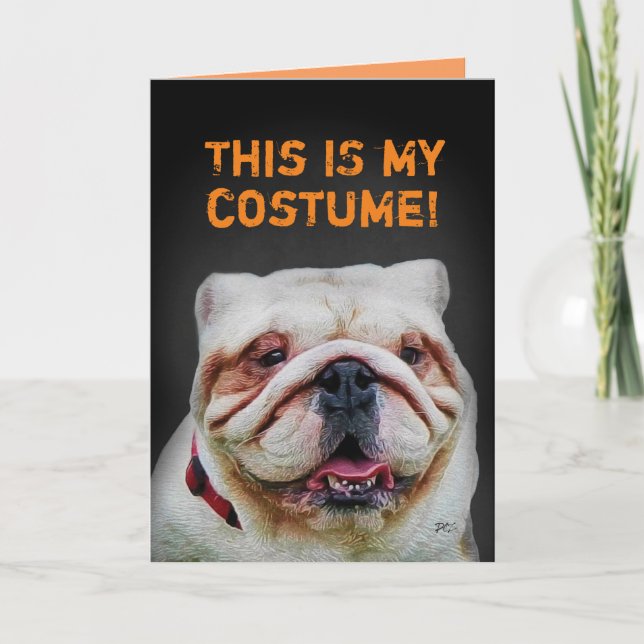 Funny Cute Bulldog Halloween Kort (Framsida)