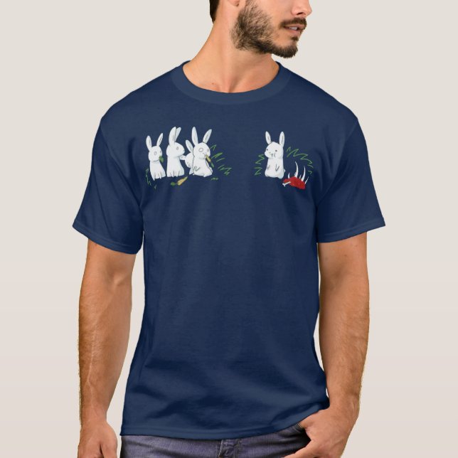 Funny Cute Bunny Eating Kött T Shirt (Framsida)
