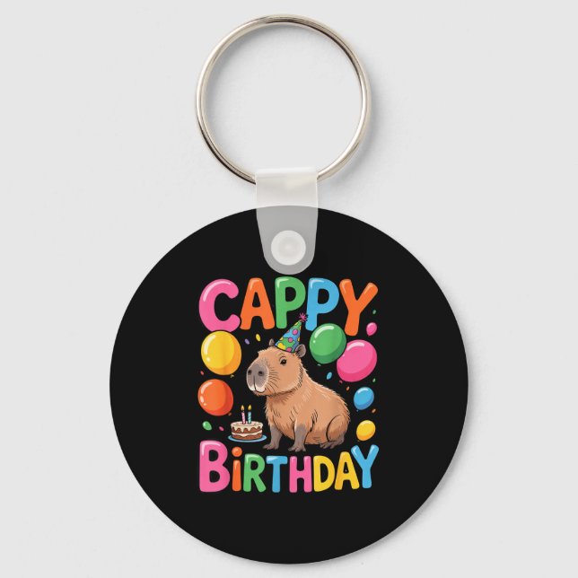Funny Cute Capy Capybara Animal Birthday Party Sup Nyckelring (Framsida)