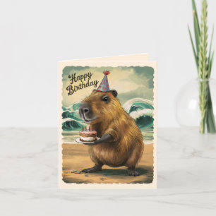 Funny Cute Capybara Grattis på födelsedagen Tack Kort